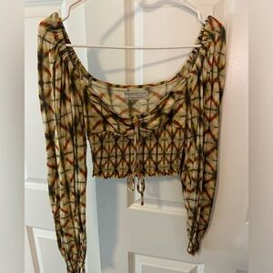 Urban Outfitters Cropped Tie Dye Blouse - Small